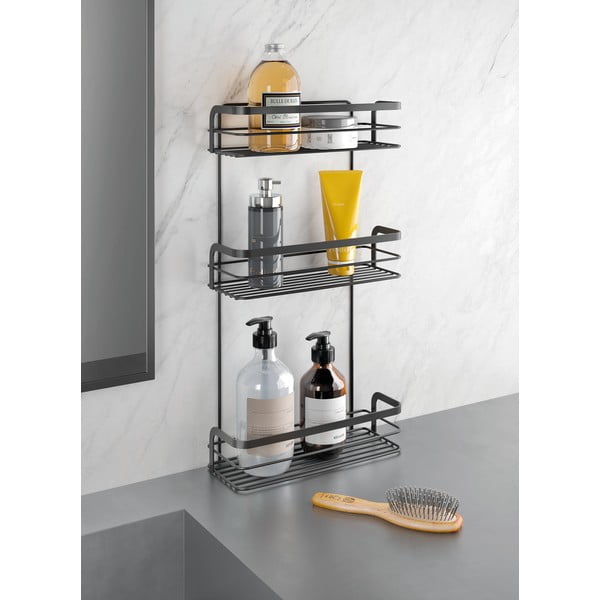 Czarna trzypoziomowa półka łazienkowa Origin - Metaltex-image-1