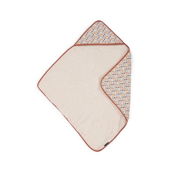 Kremowy bawełniany ręcznik dziecięcy z kapturem 80x80 cm Pomme des Bois – Moulin Roty-image-1