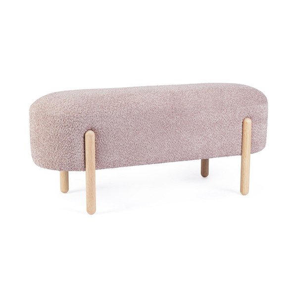 Różowa tapicerowana ławka z materiału bouclé Dayla – Bizzotto-image-2