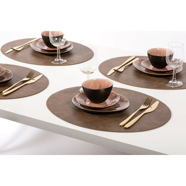 Ciemnobrązowa mata stołowa z imitacji skóry ZicZac Troja, 33x45 cm-image-1