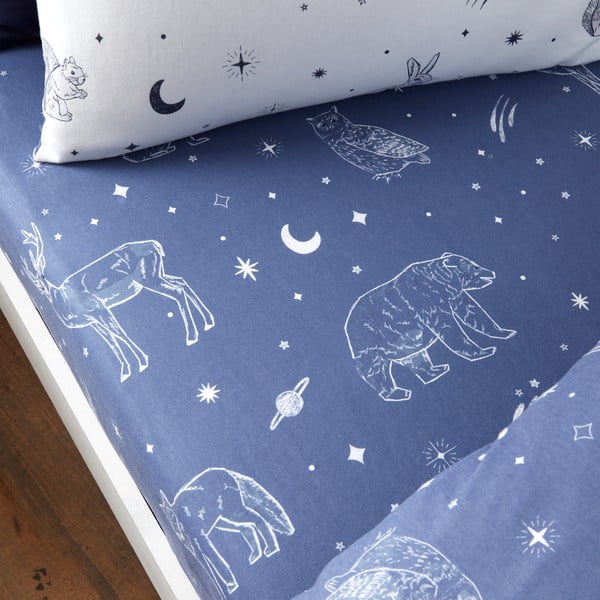 Flanelowe prześcieradło dziecięce z gumką 90x190 cm Starlight Animals – Bianca-image-1
