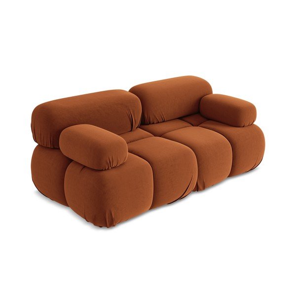 Pomarańczowa aksamitna sofa modułowa 190 cm Lokua – Makamii-image-2