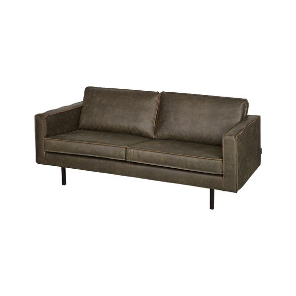 Ciemnozielona sofa z obiciem ze skóry z recyklingu BePureHome Rodeo, 190 cm-image-3