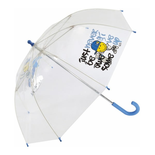 Dziecięcy parasol przezroczysty z niebieską rączką Smiley World