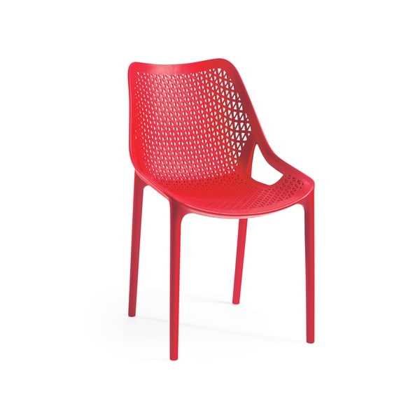 Czerwone plastikowe krzesło ogrodowe Bilros – Rojaplast