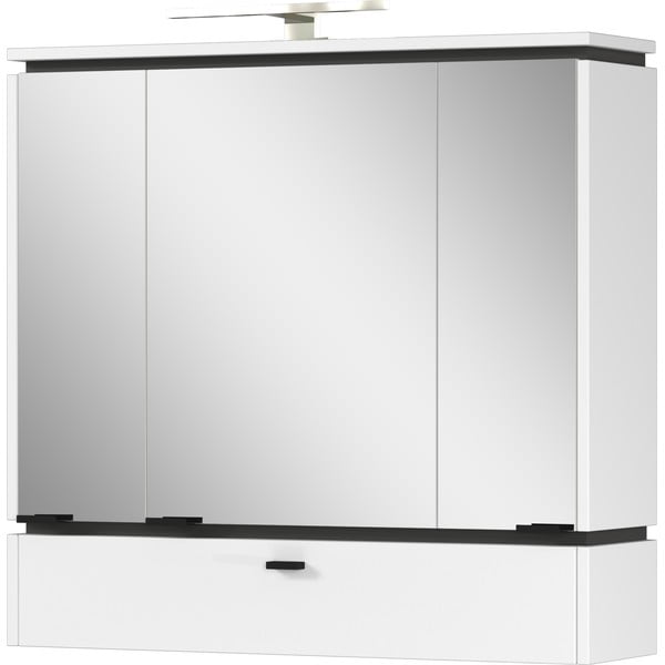 Biała szafka łazienkowa z lustrem i oświetleniem 79x80 cm Modesto – Germania-image-1