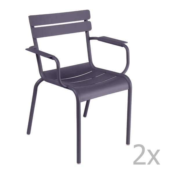 Zestaw 2 liliowych krzeseł z podłokietnikami Fermob Luxembourg