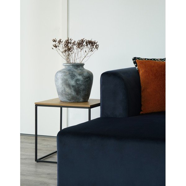 Stolik z czarną stalową konstrukcją i blatem w dekorze dębu House Nordic Vita, 45x45 cm-image-1