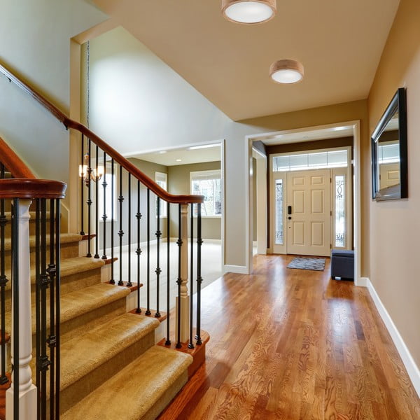 Brązowa lampa sufitowa ze szklanym kloszem ø 27 cm Eveline – LAMKUR-image-1