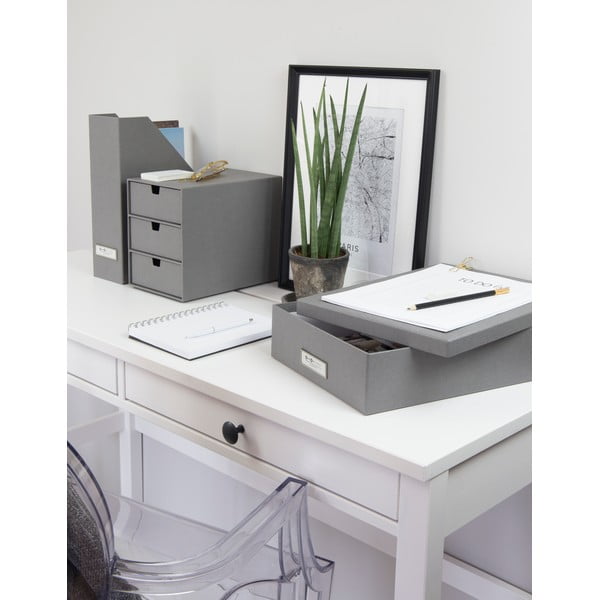 Szare pudełko na dokumenty z etykietą Bigso Box of Sweden Oskar, A4-image-3