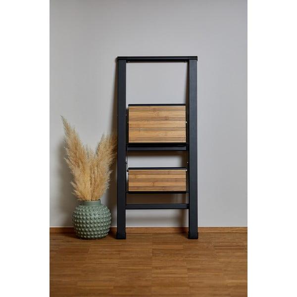 Czarna aluminiowa antypoślizgowa drabina składana Wenko Stepladder II.-image-3