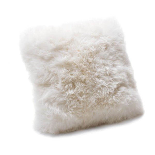 Biała poduszka z owczej wełny Royal Dream Sheepskin, 30x30 cm