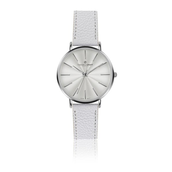Zegarek damski z białym paskiem skórzanym Frederic Graff Silver Monte Rosa Lychee White Leather