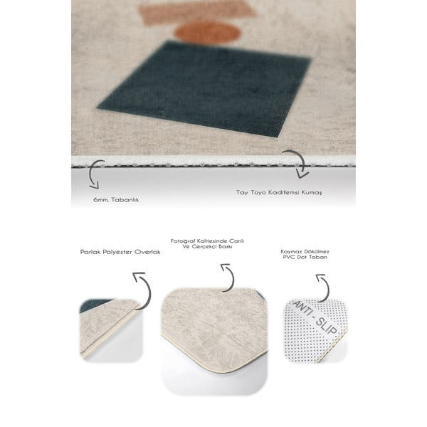 Beżowe aksamitne dywaniki łazienkowe zestaw 2 szt. 60x100 cm Geometry Shapes – Mila Home-image-3