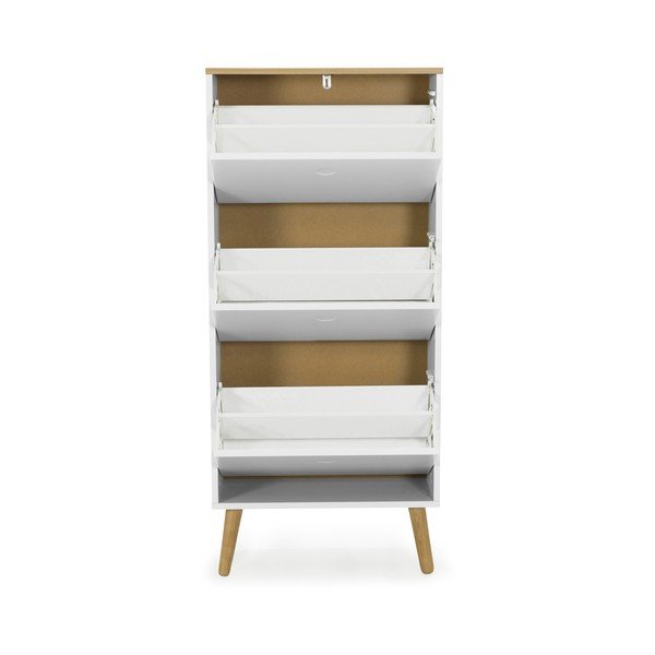 Biała szafka na buty z nogami z drewna dębowego Tenzo Dot-image-3