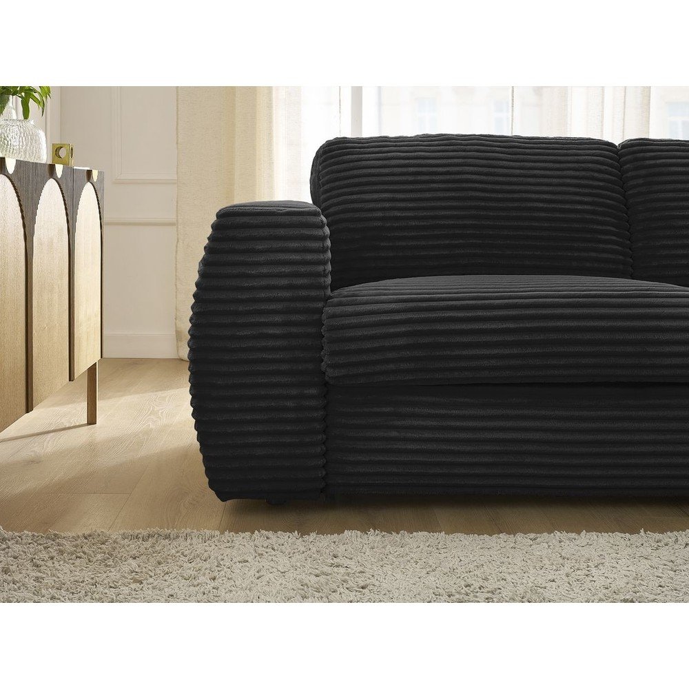 Czarna sztruksowa rozkładana sofa do spania 220 cm Hugo – Bobochic Paris (zdjęcie 6)