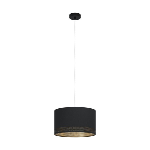 Czarna lampa wisząca z tekstylnym kloszem ø 38 cm ESTEPERRA – EGLO