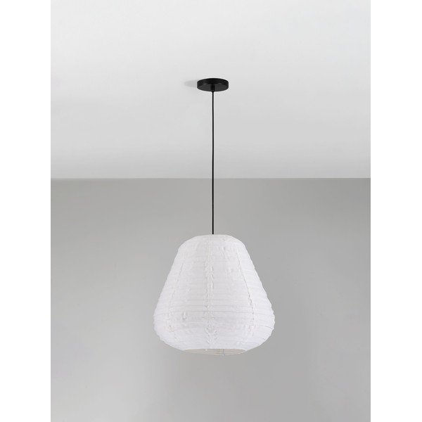 Biała lniana lampa wisząca ø 50 cm Linnet – Nova Luce-image-4