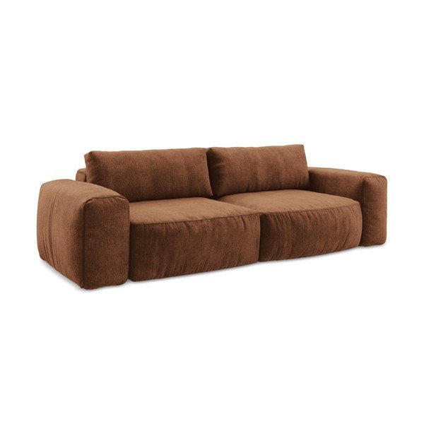 Rozkładana sofa z tkaniny szenilowej w kolorze terakoty 275 cm Kuki – Makamii-image-2