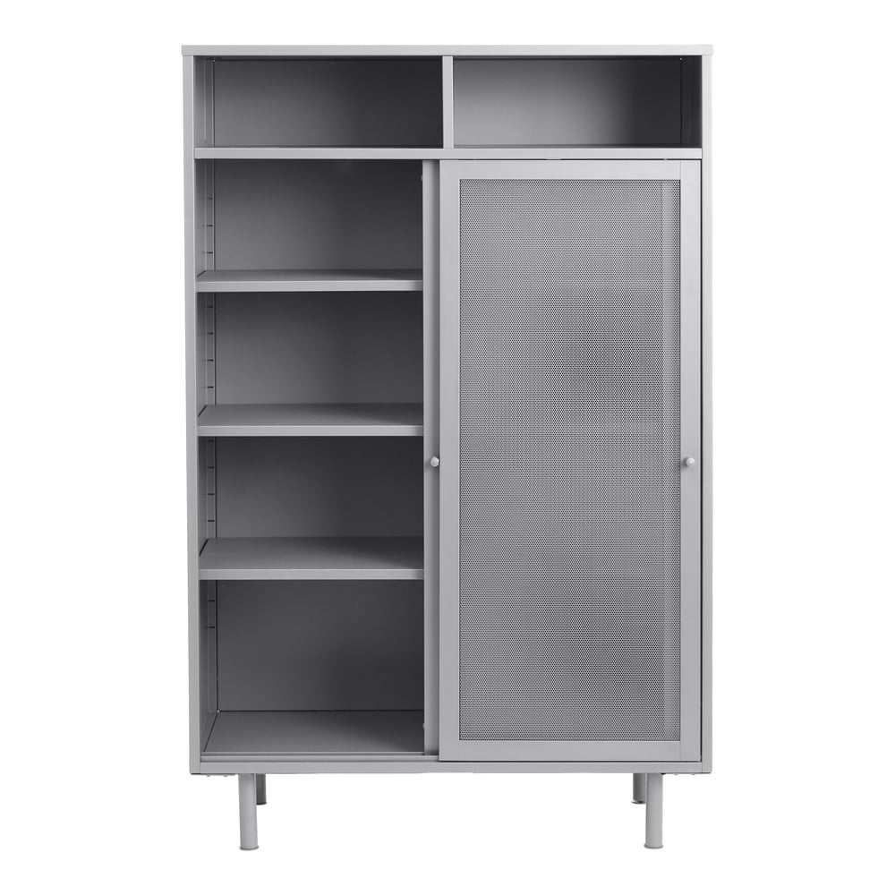 Szara metalowa szafka z drzwiami przesuwnymi 90x140x40 cm Veep – Unique Furniture (zdjęcie 4)