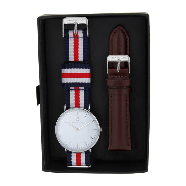 Komplet zegarków męskich z paskami Black Oak Stripe Tricolora 
