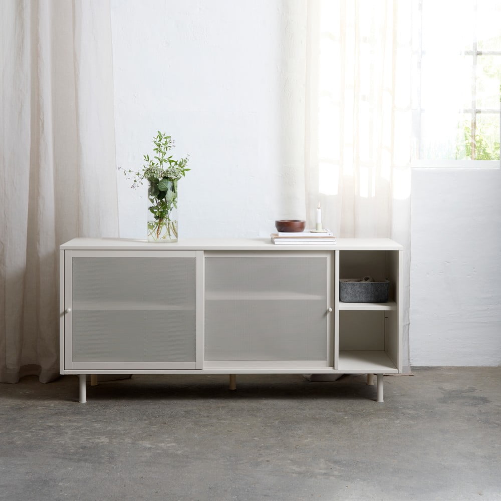 Szara metalowa komoda z drzwiami przesuwnymi 160x75x47 cm Veep – Unique Furniture (zdjęcie 8)