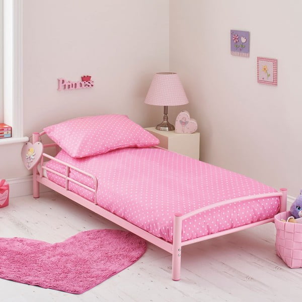 Łóżko dziecięce z materacem i pościelą Bundle, różowe