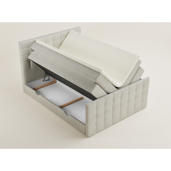 Kremowe łóżko kontynentalne ze schowkiem 200x200 cm Tasca – Maison de Rêve-image-3