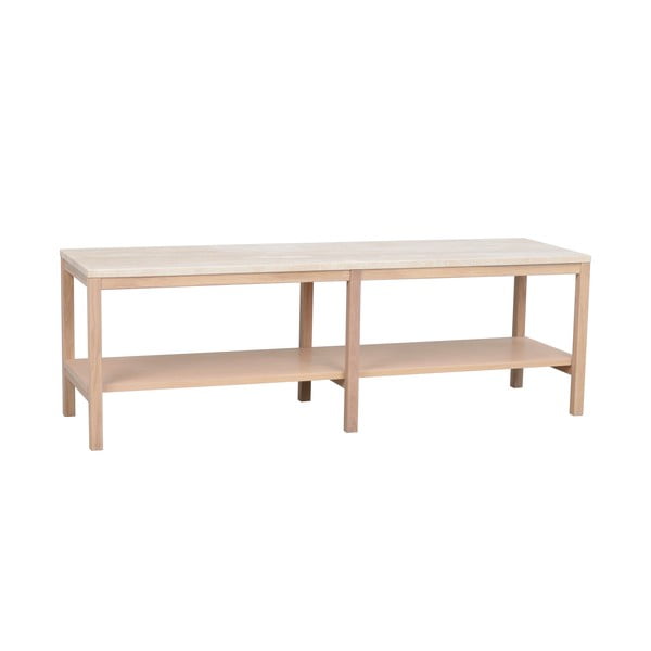 Biało-naturalna konsola z kamiennym blatem 140x40 cm Orwel – Rowico-image-2