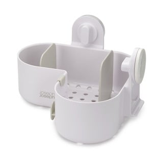 Biała narożna samoprzylepna plastikowa półka łazienkowa Duo − Joseph Joseph