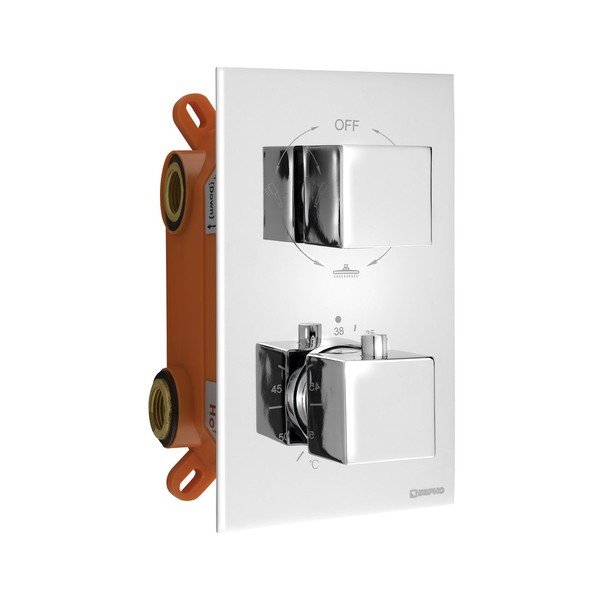 Bateria prysznicowa podtynkowa w kolorze srebra z połyskiem (3 otwory) Latus – Sapho-image-1