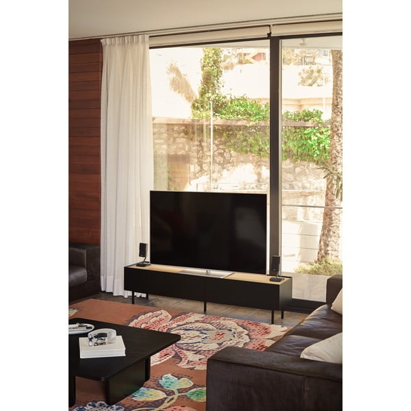 Czarno-naturalna szafka pod TV w dekorze dębu 180x45 cm Arista – Teulat-image-1