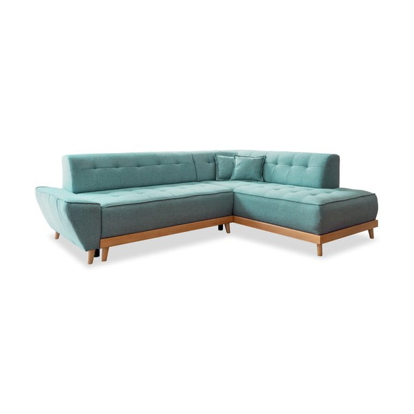 Turkusowy rozkładany narożnik (prawostronny) Dazzling Daisy – Miuform