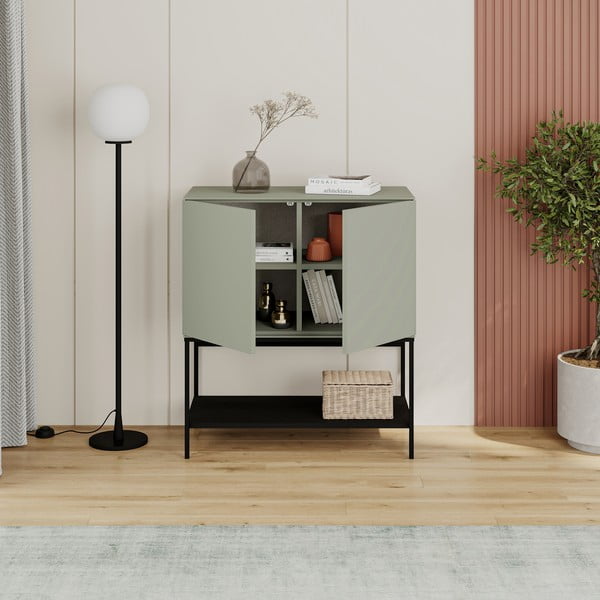 Zielono-czarna szafka 80x90x40 cm Amira – Marckeric-image-2
