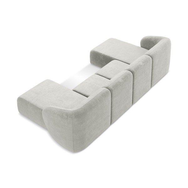 Jasnoszary narożnik z tkaniny szenilowej (w kształcie litery U) Lani – Makamii-image-3