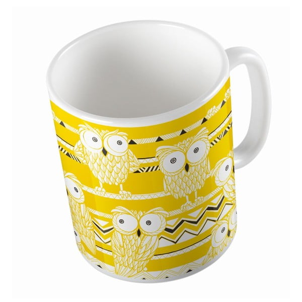 Ceramiczny kubek Yellow Owls, 330 ml