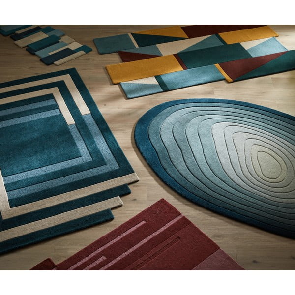 Niebieski wełniany dywan 200x290 cm Puddle Ombre Wool – Flair Rugs-image-4