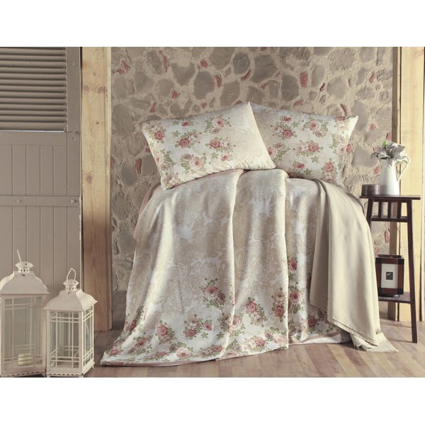 Bawełniana dwuosobowa narzuta na łóżko Eponj Home Lustro Brown, 260x220 cm