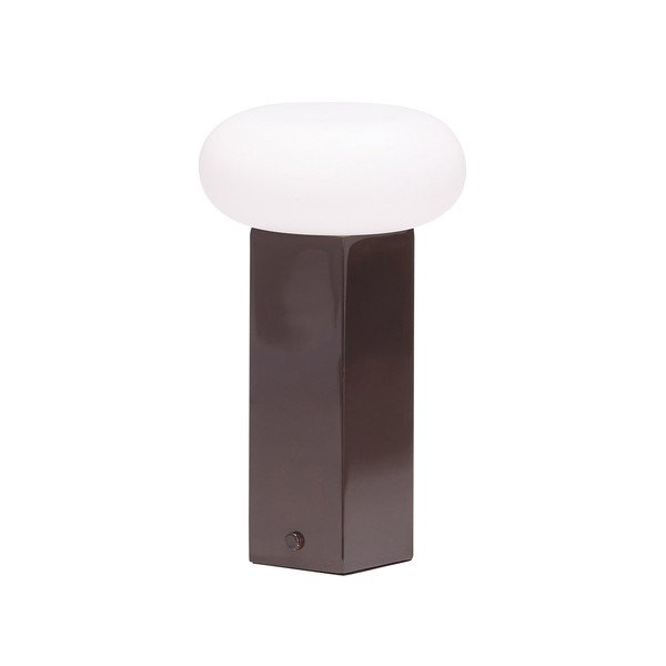 Brązowa metalowa lampa stołowa LED ze ściemniaczem ze szklanym kloszem (wysokość 20 cm) Low – Hübsch