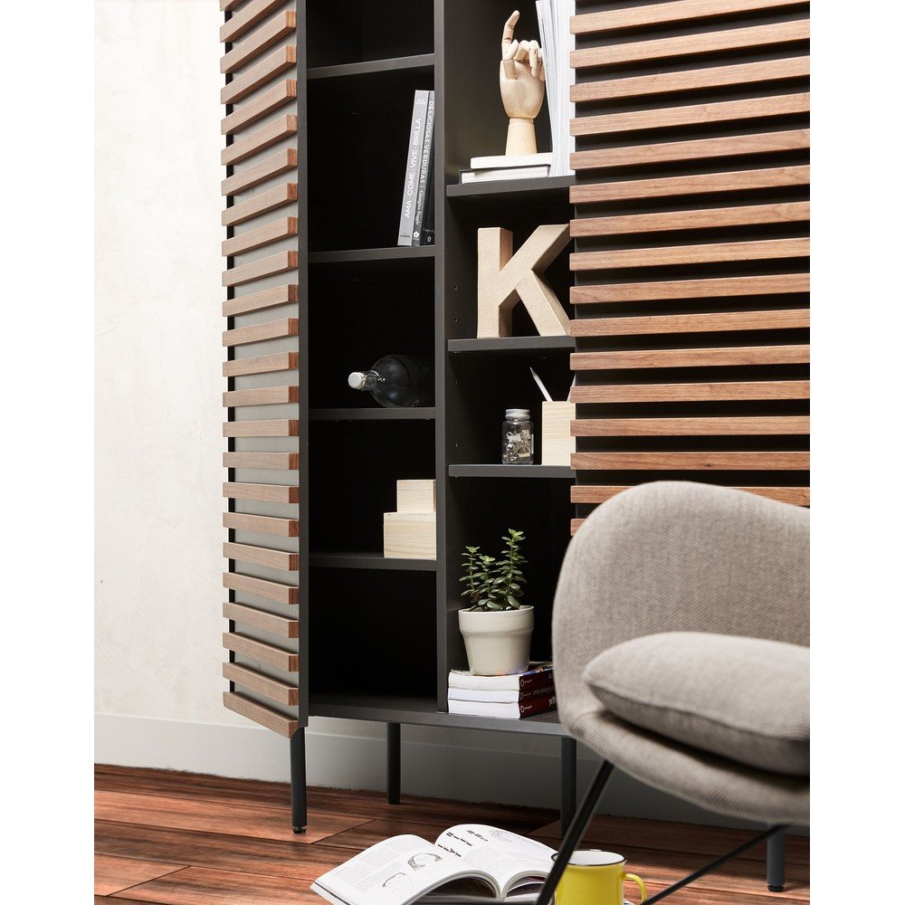 Czarno-naturalna szafka w dekorze orzecha 105x155x40 cm Kesia – Kave Home (zdjęcie 5)