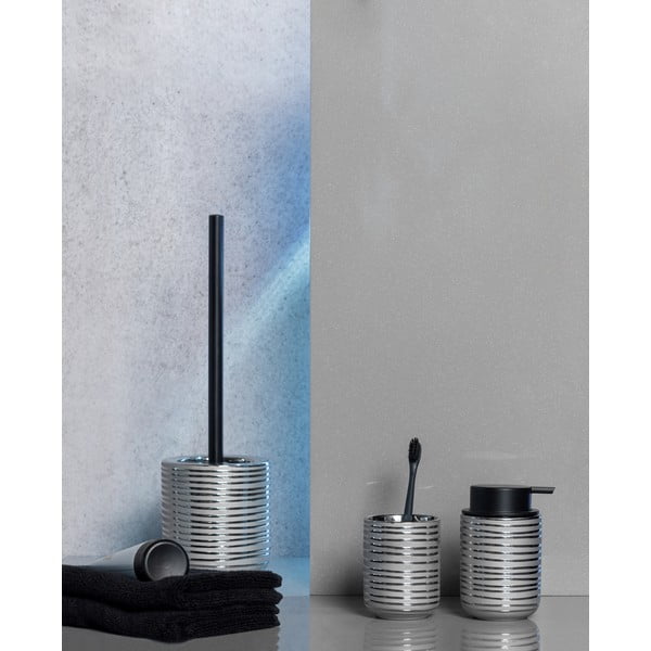 Ceramiczny kubek na szczoteczki do zębów w kolorze srebra Vilalba – Wenko-image-1