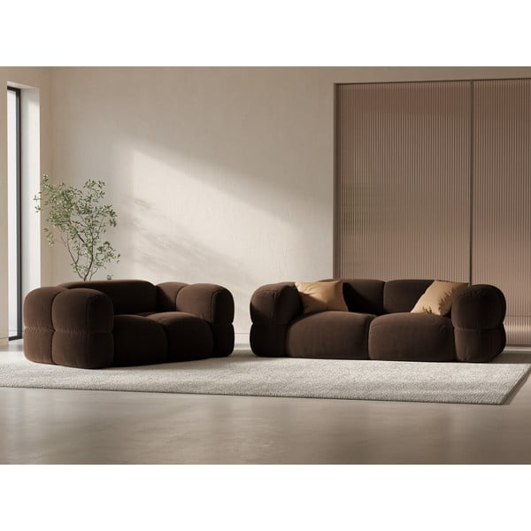 Ciemnobrązowa aksamitna sofa 210 cm Loretto – Cosmopolitan Design-image-1