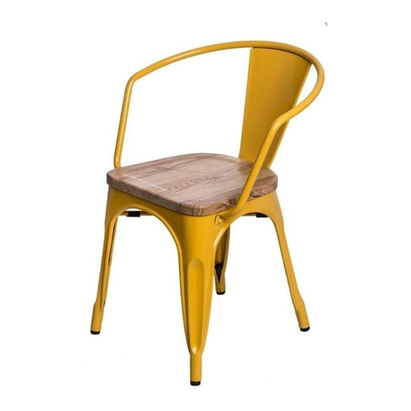 Żółte krzesło D2 Paris Arms Ash Wood