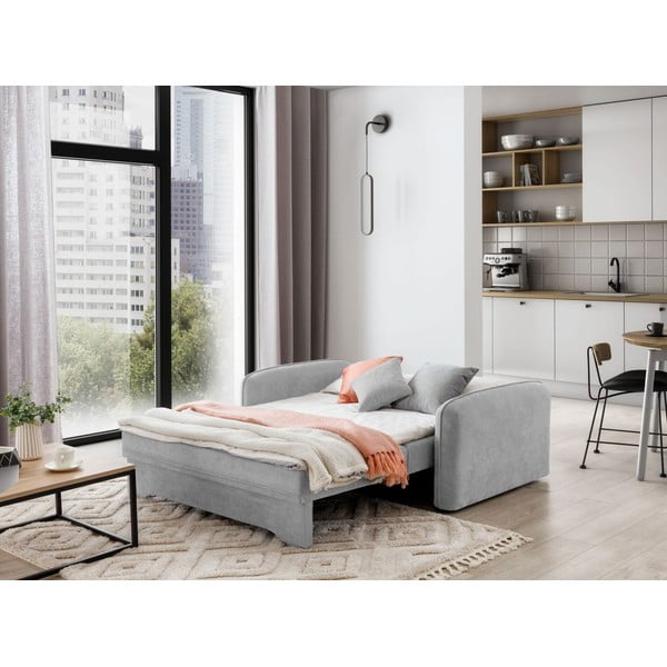 Jasnoszara rozkładana/ze schowkiem sofa z tkaniny szenilowej 155 cm Laine – ELTAP-image-4