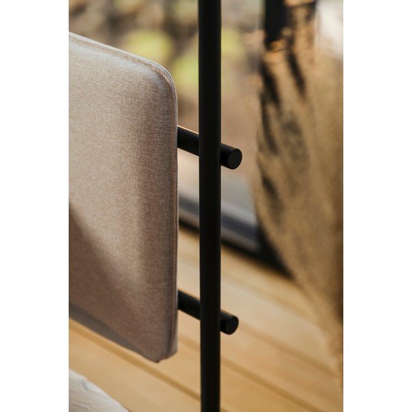 Czarne/beżowe stalowe tapicerowane łóżko dwuosobowe z baldachimem ze stelażem 180x200 cm Eton – noo.ma-image-3