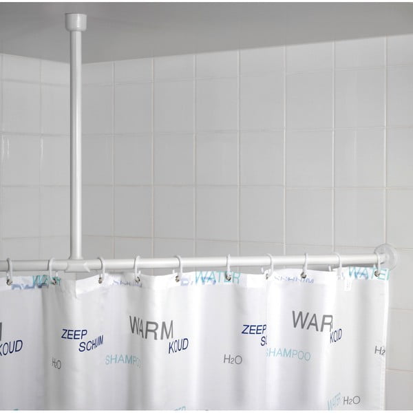 Biały uchwyt sufitowy na drążek do zasłony prysznicowej Wenko, 57 cm