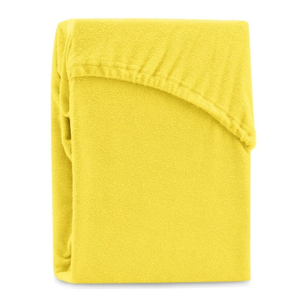 Żółte elastyczne prześcieradło dwuosobowe AmeliaHome Ruby Siesta, 220-240x220 cm