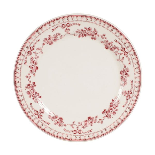 Czerwono-biały talerz deserowy Comptoir de Famille Faustine, 23 cm