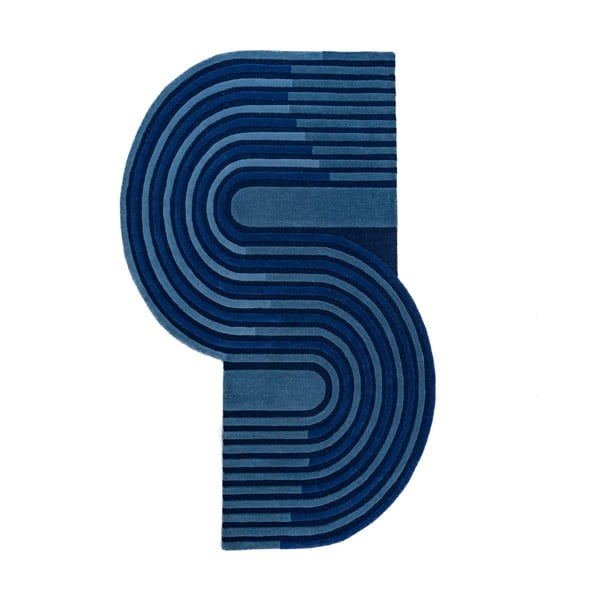 Ciemnoniebieski wełniany dywan tkany ręcznie 120x180 cm Conway Retro – Flair Rugs