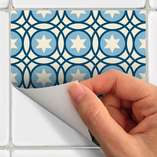 Zestaw 60 naklejek ściennych Ambiance Wall Decal Cement Tiles Riana, 10x10 cm-image-1